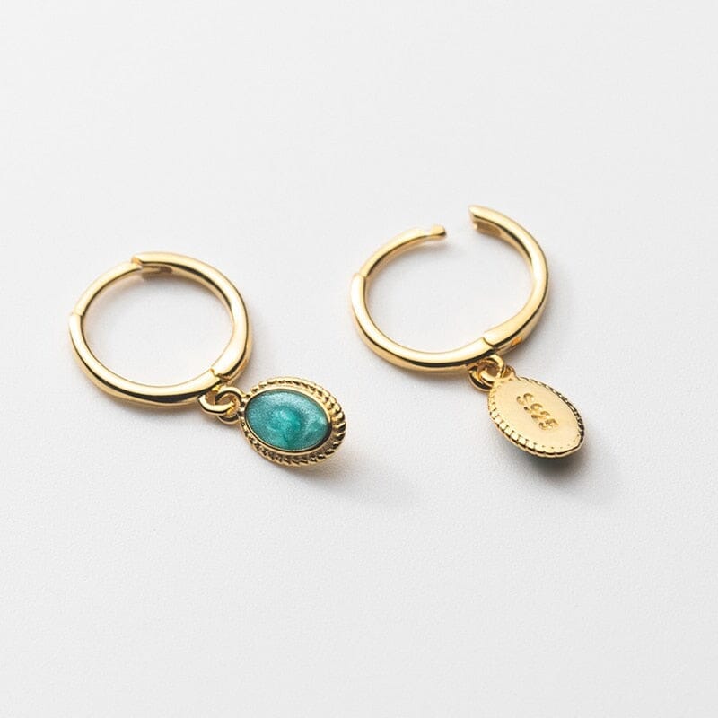 Charm Turquoise Hoop Earrings - 925 Sterling SilverEarrings