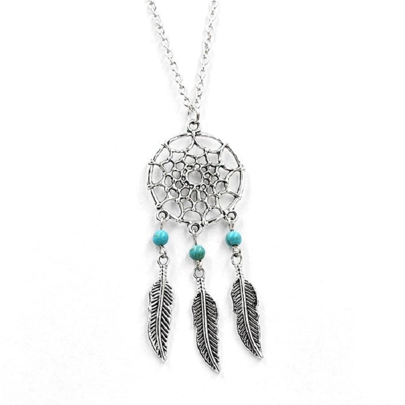 Turquoise Dream Catcher Necklace and Earrings SetNecklace