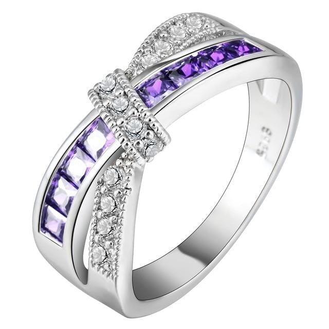 Amethyst Cross Purple Pink RingRing11White Purple