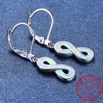 Love Infinity Blue/White Fire Opal Drop Earrings - S925 Sterling SilverEarrings