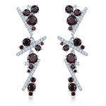 Multisection Elegant Garnet Stud Earrings - 925 Sterling SilverEarrings