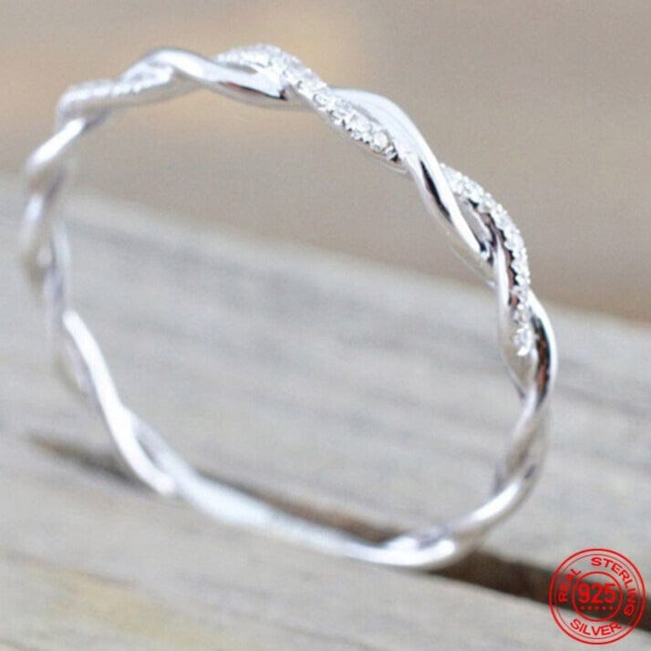 Golden Fashion Twisted Rope Ring - 925 Sterling SilverRing