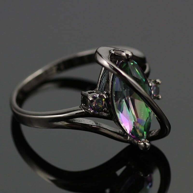 Rainbow Topaz Black Gold Plated RingRing