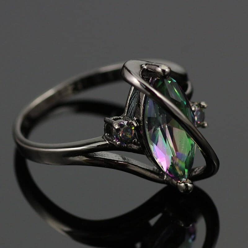 Rainbow Topaz Black Gold Plated Ring – AtPerry's Healing Crystals