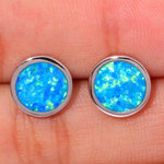 Blue Fire Opal Silver EarringsEarrings