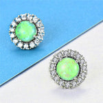 Green Fire Opal Cubic Zirconia Silver EarringsEarrings
