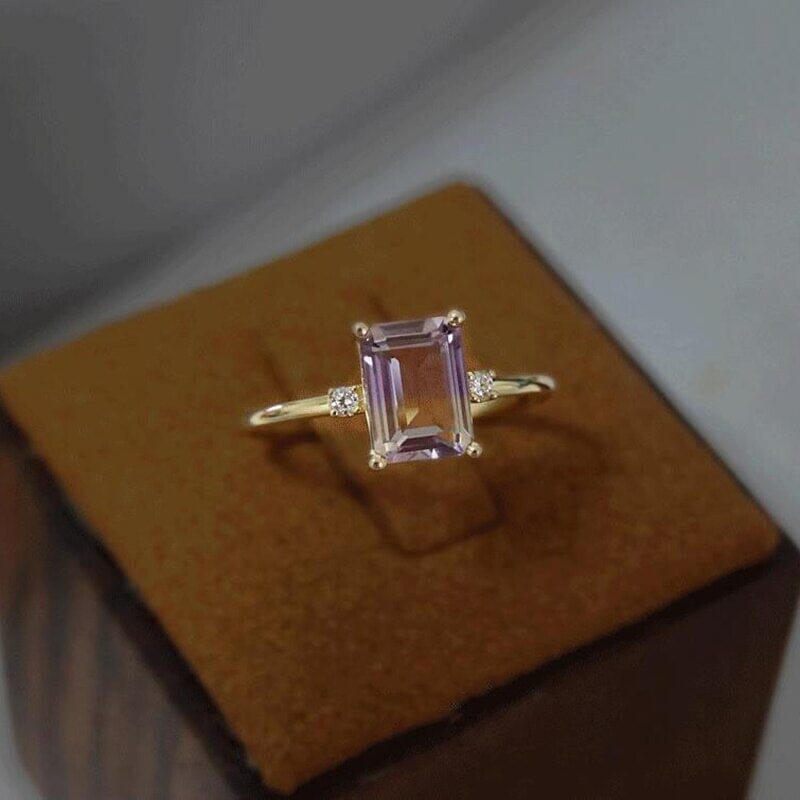 Light Luxury Charm Amethyst Faceted Geometric RingRing