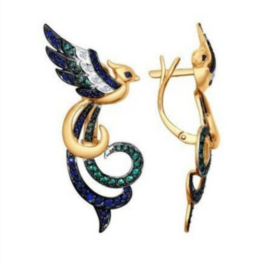 Luxury Colorful Crystal Hummingbird EarringsEarringsAER336-A