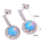 Elegant Drop Blue Fire Opal Stud EarringsEarrings