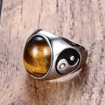 Vintage Oval Tiger Eye with Yin Yang Symbol RingRing