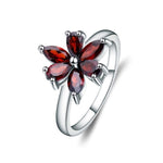 Flower Natural Garnet Ring - 925 Sterling SilverRing5