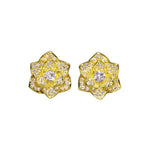 Flower Diamond Stud Earrings - 925 Sterling SilverEarringsGold