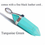 19 Design Natural Crystal Pendant Black Leather NecklacesNecklaceTurquoise Green