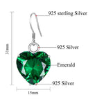 Heart Shape Emerald Drop Earrings - 925 Sterling SilverEarrings