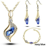 Elegant Party Crystals Jewelry SetJewelry SetGold Navy Blue