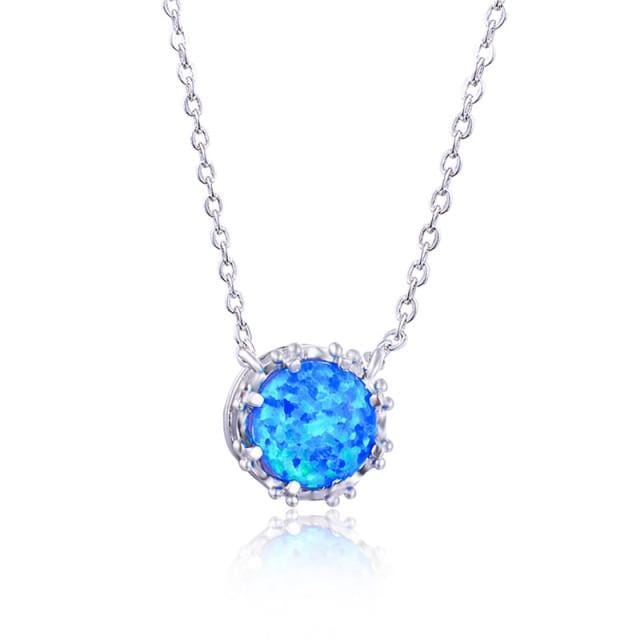 Divine Blue White Fire Opal Necklace - 925 Sterling SilverNecklaceBlue Opal45cm