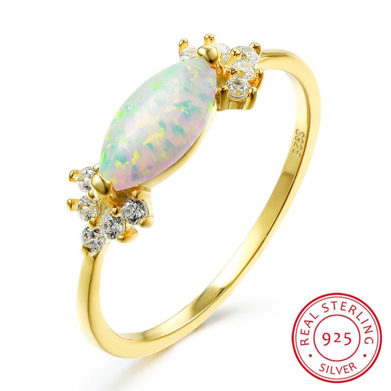 Unique Promise Love White Fire Opal Ring - 925 Sterling SilverRing6