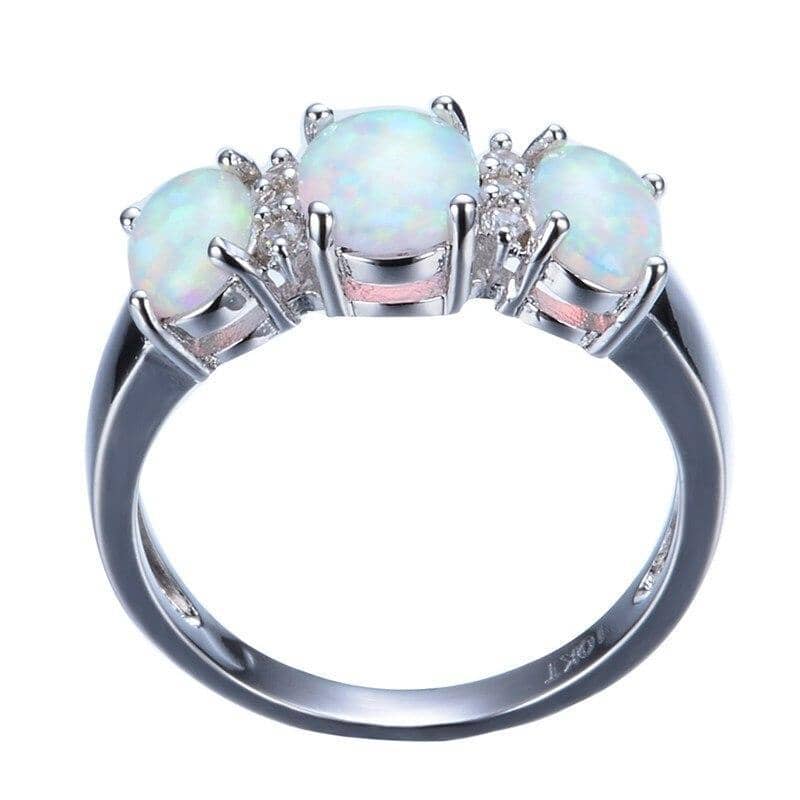 Fire Opal Ring White Gold Filled Crystal RingRing