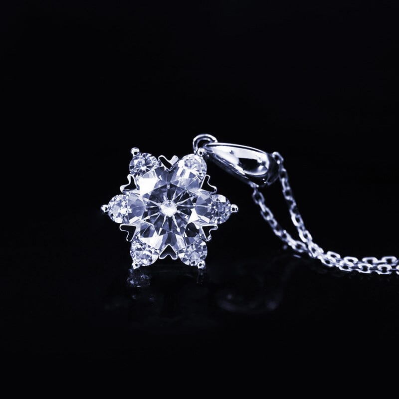 Diamond Snowflake Pendant Necklace - 925 Sterling SilverNecklace