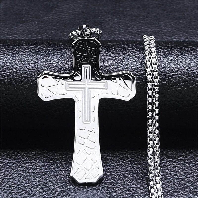 WWJD Cross Christian Prayer Necklace - ( Stainless Steel Gold )Necklace