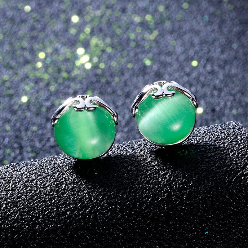 Natural Green Opal Earrings - 925 Sterling SilverEarrings