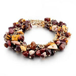 Gold Plated Chain And Natural Stones Charm BraceletsBraceletPurple Red