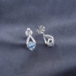 Stylish Natural Sky Blue Topaz Stud Earrings - 925 Sterling SilverEarrings