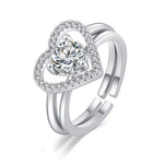 Romantic True Love Heart Diamond Ring - 925 Sterling SilverRingSilver