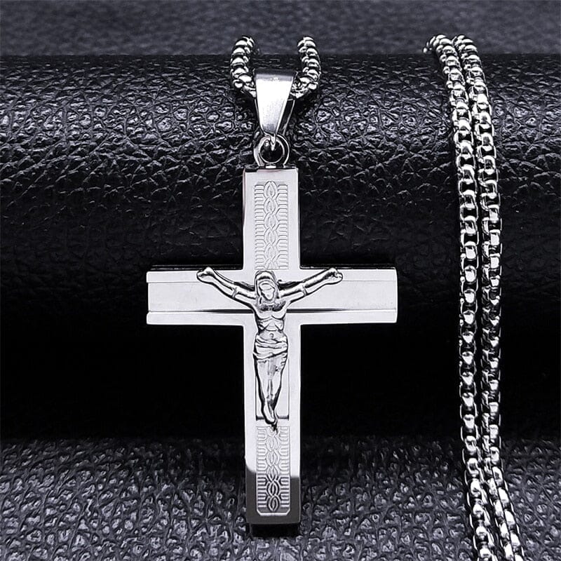 WWJD Cross Christian Prayer Necklace - ( Stainless Steel Gold )Necklace