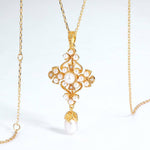 Pretty Unique Cross Pearl Pendant Necklace - 925 Sterling SilverNecklace