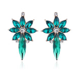 Colorful Crystal Stone Flower Piercing Stud Earringsgreen