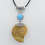 High Quality Natural Ammonite Shell with Natural Stones ChokerNecklaceblue turquoises