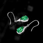 Luxury Green Emerald Drop Earrings - 925 Sterling SilverEarrings