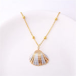 Boho Shell Necklace Sea Shell Chain Pendant NecklaceNecklace13 about 2-2.5cm