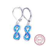 Love Infinity Blue/White Fire Opal Drop Earrings - S925 Sterling SilverEarringsBlue Opal Earrings
