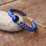 Handmade Natural Stone Charm Purple Tiger Eye String Braided BraceletsBraceletblue