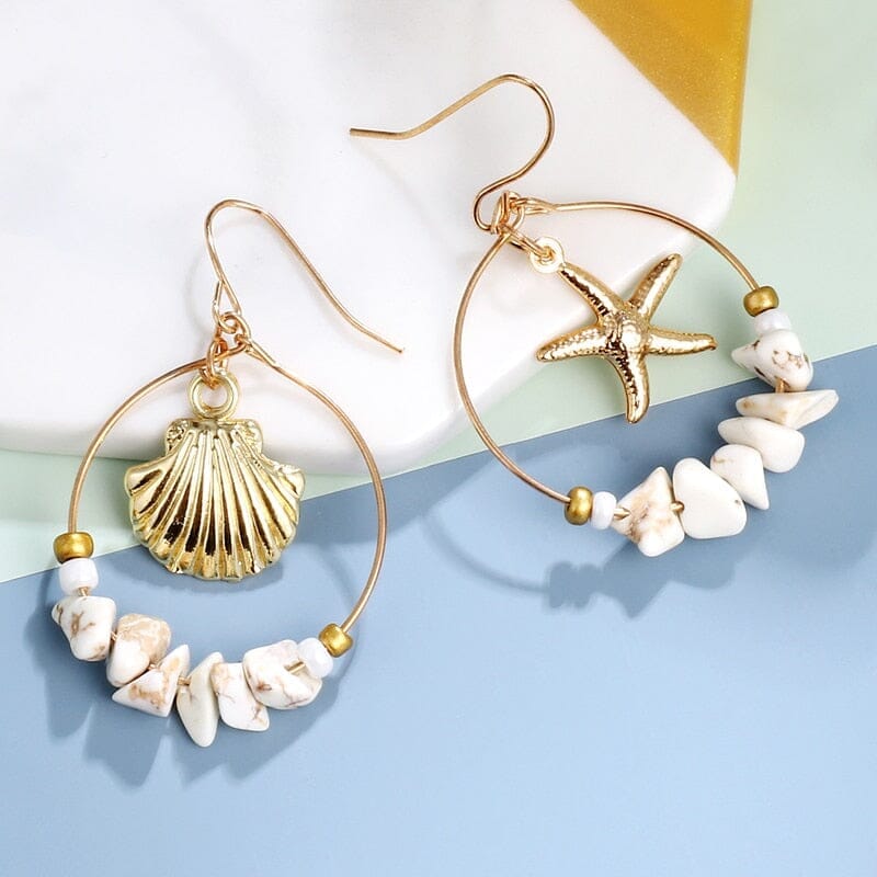 Puka Shell Cowrie Statement Dangle EarringsEarrings