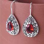 Retro Palace Royal Style Waterdrop Ruby Earrings - 925 Sterling SilverEarrings