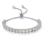 Fire Opal Silver Plated Tennis Bracelet for Women - ResizeableBraceletWhite Fire Opal - Silver