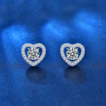 Heart Diamond Stud Earrings - 925 Sterling SilverEarrings