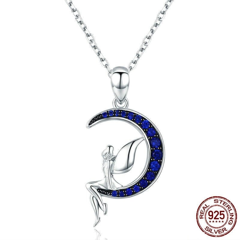 Lucky Fairy in Blue Moon Pendant Necklace - 100% 925 Sterling SilverNecklace