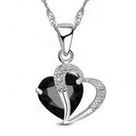 Elegant Ruby Love Pendant Necklace - 925 Sterling SilverNecklaceBlack