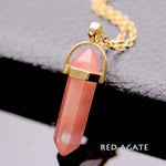 Natural Stone Bullet Shape Healing Point Pendant NecklaceNecklaceRed Agate