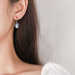 Blue Enameled Cat Design Earrings - 925 Sterling SilverEarrings