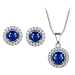 Nano Blue Sapphire Pendant Stud Earrings Jewelry Set - 925 Sterling SilverEarringsBlue45cm
