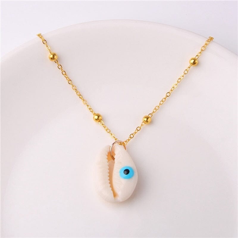 Boho Shell Necklace Sea Shell Chain Pendant NecklaceNecklace24 about 2.3cm