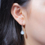 Teardrop White & Blue Fire Opal Dangling EarringsEarrings