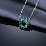 Flower Simulated Emerald Necklace - 925 Sterling SilverNecklace