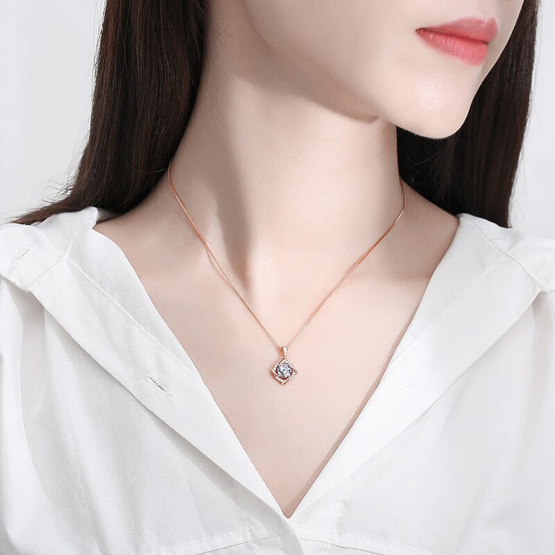 Princess Lab Grown Diamond Necklace - 925 Sterling SilverNecklace