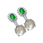 Inspired Design Natural Ice Round Jade Chalcedony Drop EarringsEarrings